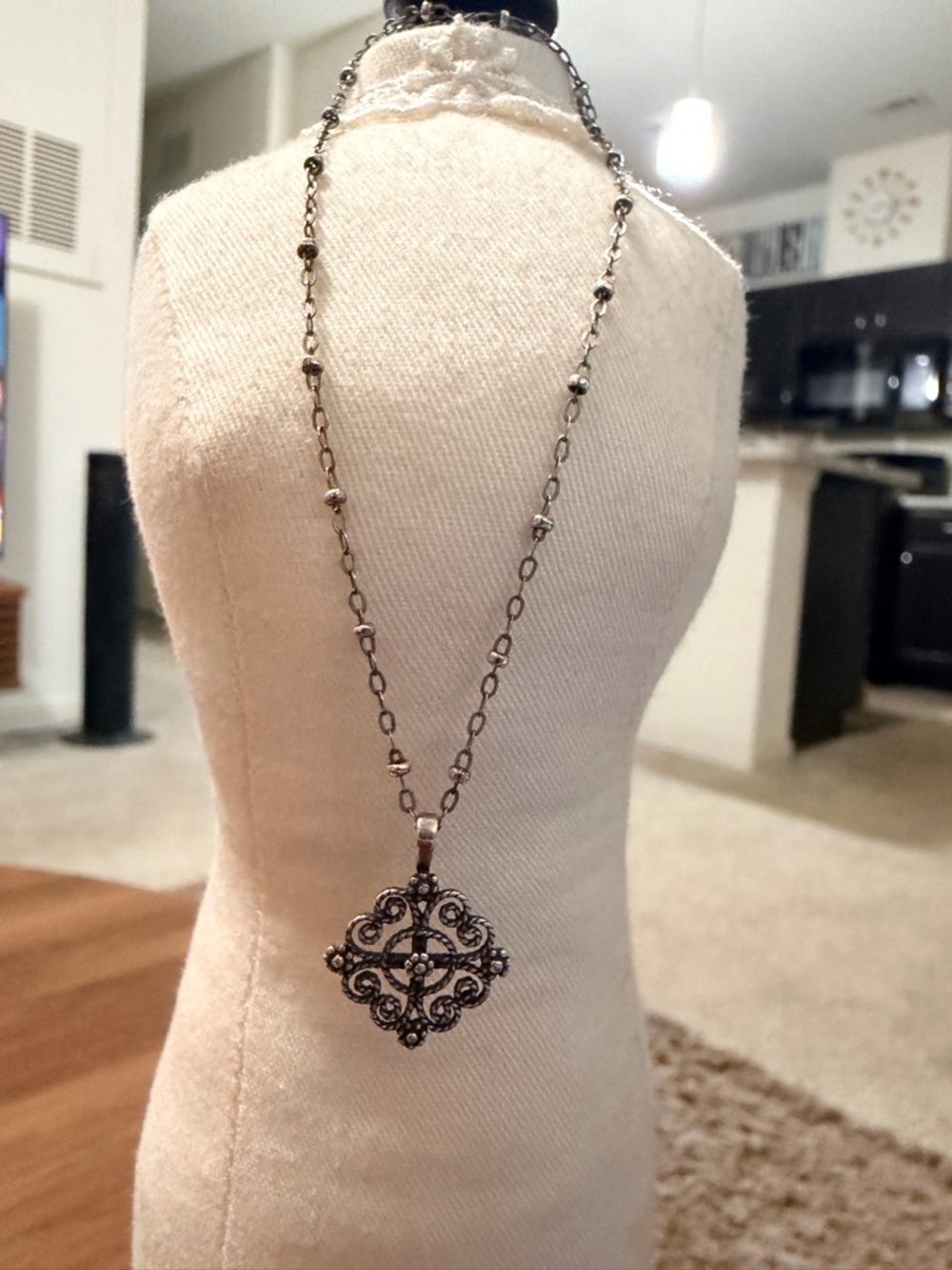 James Avery Silver Filigree Pendant Necklace